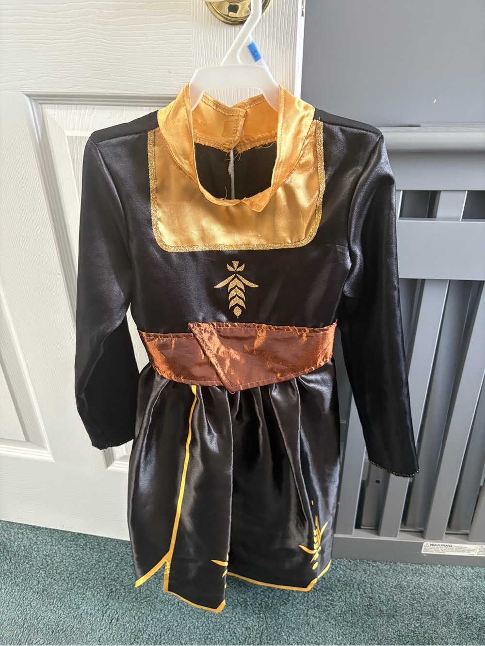 Disney Black and Gold Satin Princess Costume with Bronze Sash
